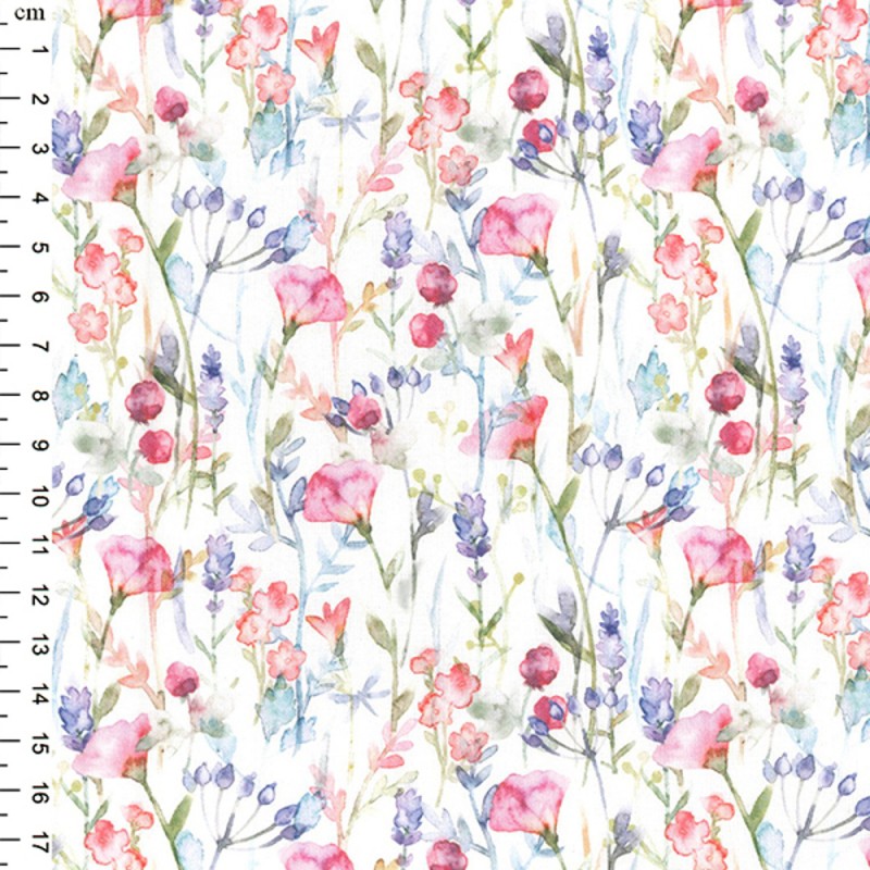 100 Cotton Digital Fabric Rose Hubble Gnomes Garden Floral 150cm Wide