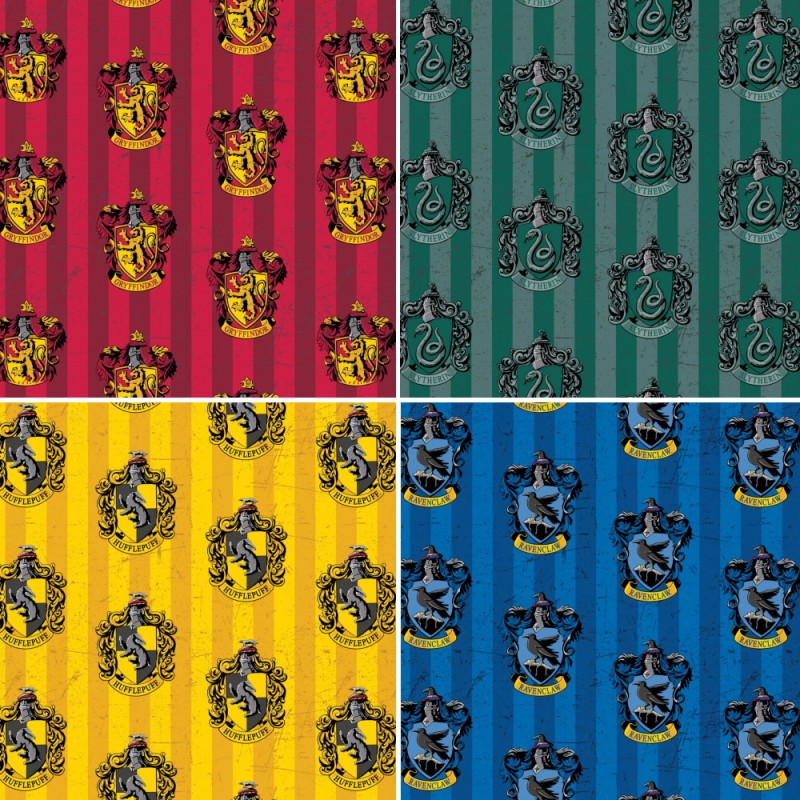 100 Cotton Fabric Camelot Harry Potter Hogwarts House Pride Crests