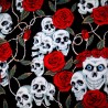100% Cotton Fabric Large Skulls and Roses Thorns Halloween Floral 145cm Wide