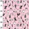 100% Cotton Poplin Fabric Rose & Hubble Cats Kittens About Town