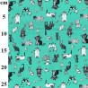100% Cotton Poplin Fabric Rose & Hubble Cats Kittens About Town