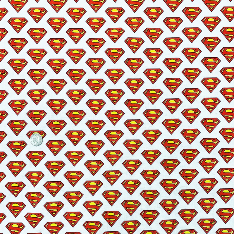 100% Cotton Digital Fabric Superman Badge Superhero Logo DC Comics