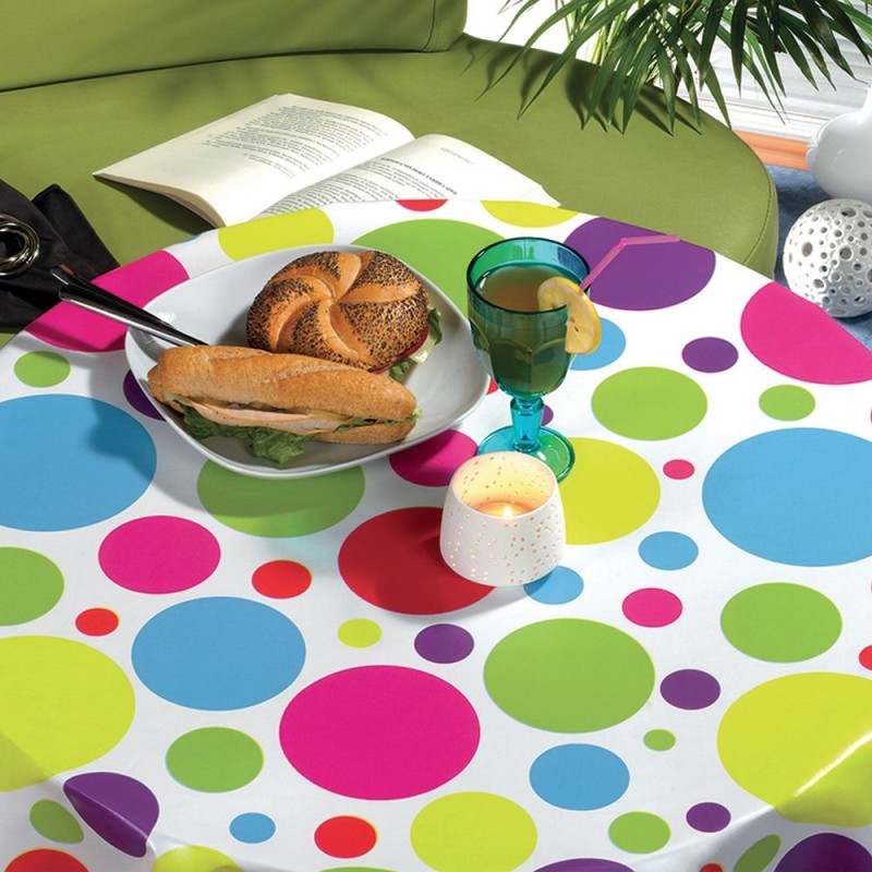 Tablecloth Vinyl PVC  Large Polka Dots Spots Pattern Oilcloth 140cm Wide Spotty 