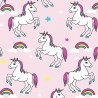100% Cotton Digital Fabric Pink Unicorns Horse 150cm Wide