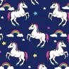 100% Cotton Digital Fabric Navy Unicorns Horse 150cm Wide