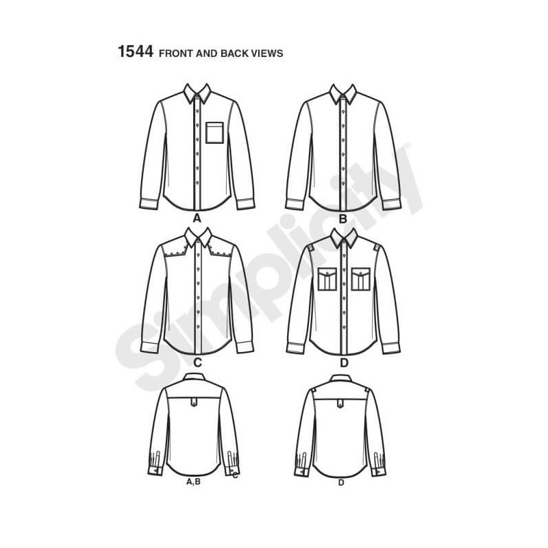 Mens Shirt With Fabric Variations Fabric Sewing Patterns 1544