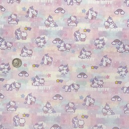 100% Cotton Digital Fabric Hello Kitty Unicorn Rainbow Shooting Star 150cm Wide