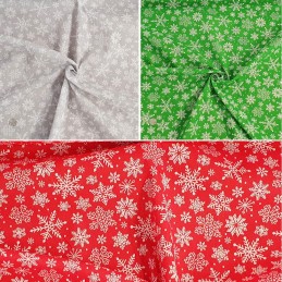Polycotton Fabric Jim's Winter Wonderland Snowflakes Falling Snow Xmas Craft