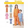 Simplicity Child's, Girl's and Boy's Loungewear Fabric Sewing Patterns 1575