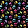 100% Cotton Digital Fabric Tossed Multicoloured Skulls Halloween 140cm Wide