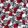 100% Cotton Poplin Fabric Rose & Hubble Halloween Packed Skulls & Roses Spooky