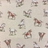 Cotton Rich Linen Look Fabric Running Horses Print Upholstery