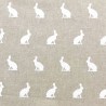 Cotton Rich Linen Look Fabric Hares Sitting Rabbits Spots Upholstery