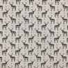 Cotton Rich Linen Look Fabric Vintage Stags Deers Upholstery