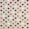 Cotton Rich Linen Look Fabric Berry Multi Love Hearts Upholstery