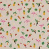 Cotton Rich Linen Look Fabric Parrots Toucan Flamingos Upholstery