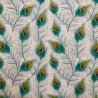 Cotton Rich Linen Look Fabric Digital Peacock Feathers Upholstery