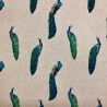 Cotton Rich Linen Look Fabric Digital Peacock Bird Upholstery