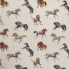 Cotton Rich Linen Look Fabric Digital Wild Horses Upholstery