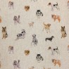 Cotton Rich Linen Look Fabric Digital Show Dogs Breeds Upholstery