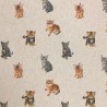 Cotton Rich Linen Look Fabric Digital Kittens Cats Upholstery