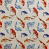 Cotton Rich Linen Look Fabric Digital Koi Carp Fish Upholstery
