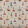 Cotton Rich Linen Look Fabric Digital Sailing Lighthouse Upholstery