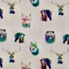 Cotton Rich Linen Look Fabric Digital Nordic Animals Upholstery