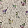 Cotton Rich Linen Look Fabric Digital Winter Stags Upholstery