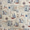 Cotton Rich Linen Look Fabric Sailing Boats Nautical Upholstery