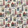 Tapestry Fabric Marine Beach Huts Upholstery Furnishings Curtains 140cm Wide
