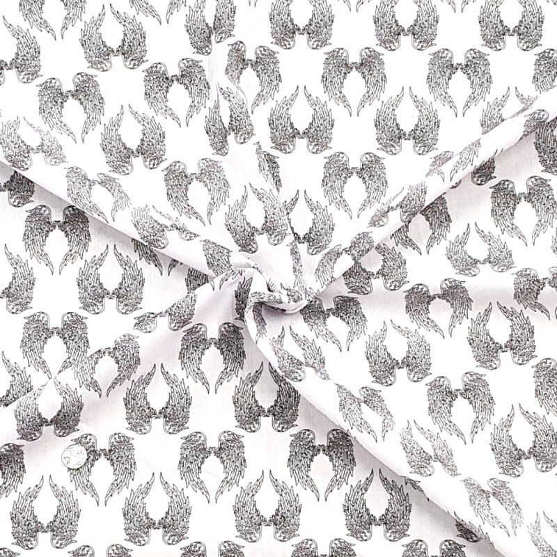 Polycotton Fabric Angel Wings Gothic Tattoo Cherub Seraph Angelic Wing Archangel