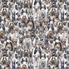 100% Cotton Digital Fabric Oh Sew Bunched Dog Breeds Faces 140cm Wide