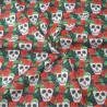 Polycotton Fabric Halloween Spooky Skulls & Roses Floral Flower Creepy