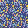 Polycotton Fabric Bones Bloom Halloween Skeleton Flowers Floral