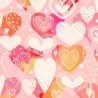 100% Cotton Fabric Digital Little Johnny Range Doodle Large Hearts Valentines