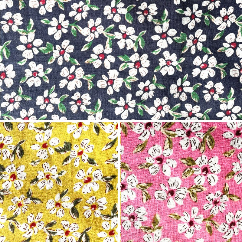 100 Cotton Poplin Fabric Floral Flower Cheetwood Road Leaves 145cm Wide 6706