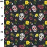100% Cotton Fabric Digital John Louden Halloween Sugar Skulls Roses