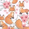100% Cotton Fabric Digital Little Johnny Range Foxes Cute Baby Fox