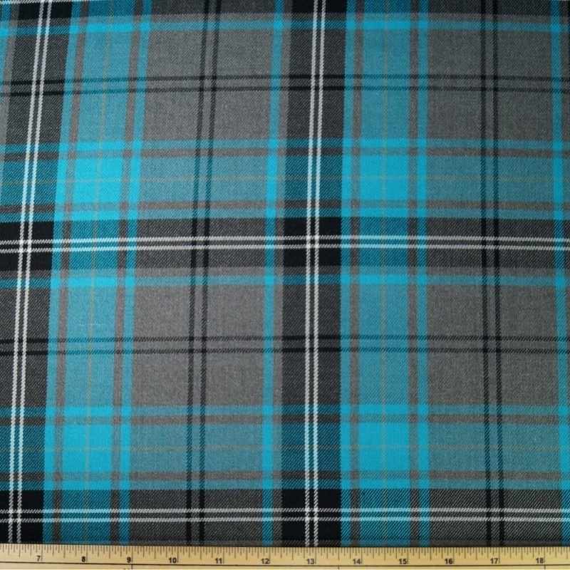 Polyviscose Tartan Fabric Fashion Turquoise Grey 53 Scottish Plaid ...