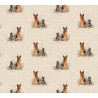 Cotton Rich Linen Look Fabric German Shepherd Dog & Puppy Or Panel Upholstery