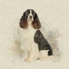 Cotton Rich Linen Look Fabric Springer Spaniel Dog Or Panel Upholstery