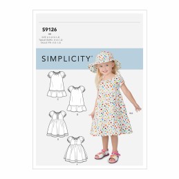 Simplicity Sewing Pattern S9126 Toddlers Trimmed Dresses and Hats Six ...