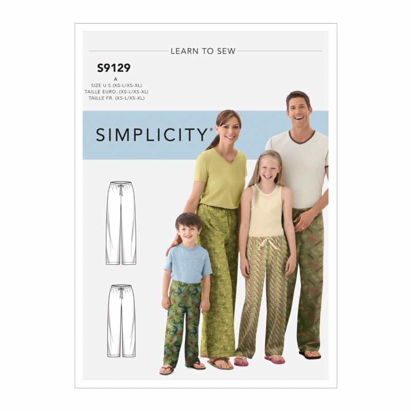 Teen and Adult Pajama Pants Sewing Pattern in Sizes A Simplicity 8179 Easy-to-Sew Children XS-XL 