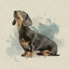 Cotton Rich Linen Look Fabric Dachshund Dog Or Panel Upholstery