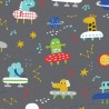 Cotton Jersey Fabric Space Alien Invasion 150cm Wide