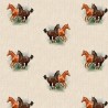 Cotton Rich Linen Look Fabric Galloping Horses Or Panel Upholstery