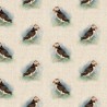 Cotton Rich Linen Look Fabric Seaside Puffin Bird Or Panel Upholstery