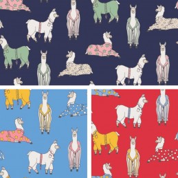Polycotton Fabric Llamas In...