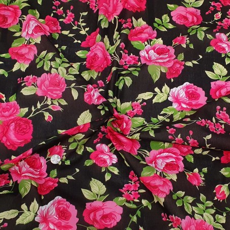 Polycotton Fabric Summer Roses Floral Flowers Tomkinson